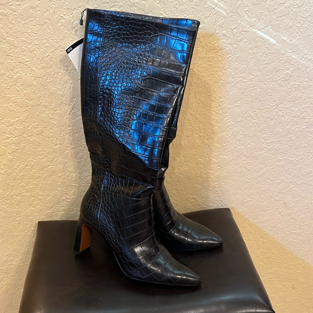 Mango croc effect tall boots